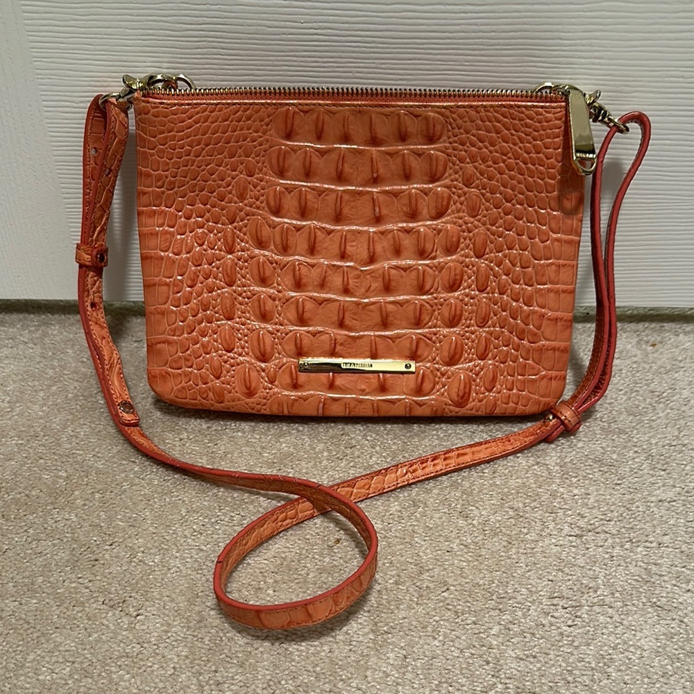 Melbourne Collection Peach Dual Pocket Lorelei Shoulder Bag Croc Embossed Tote